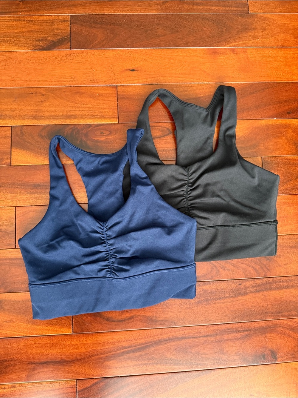 Born Primitive Everyday Comfort Ruched Racerback Sports Bra - Navy and Black